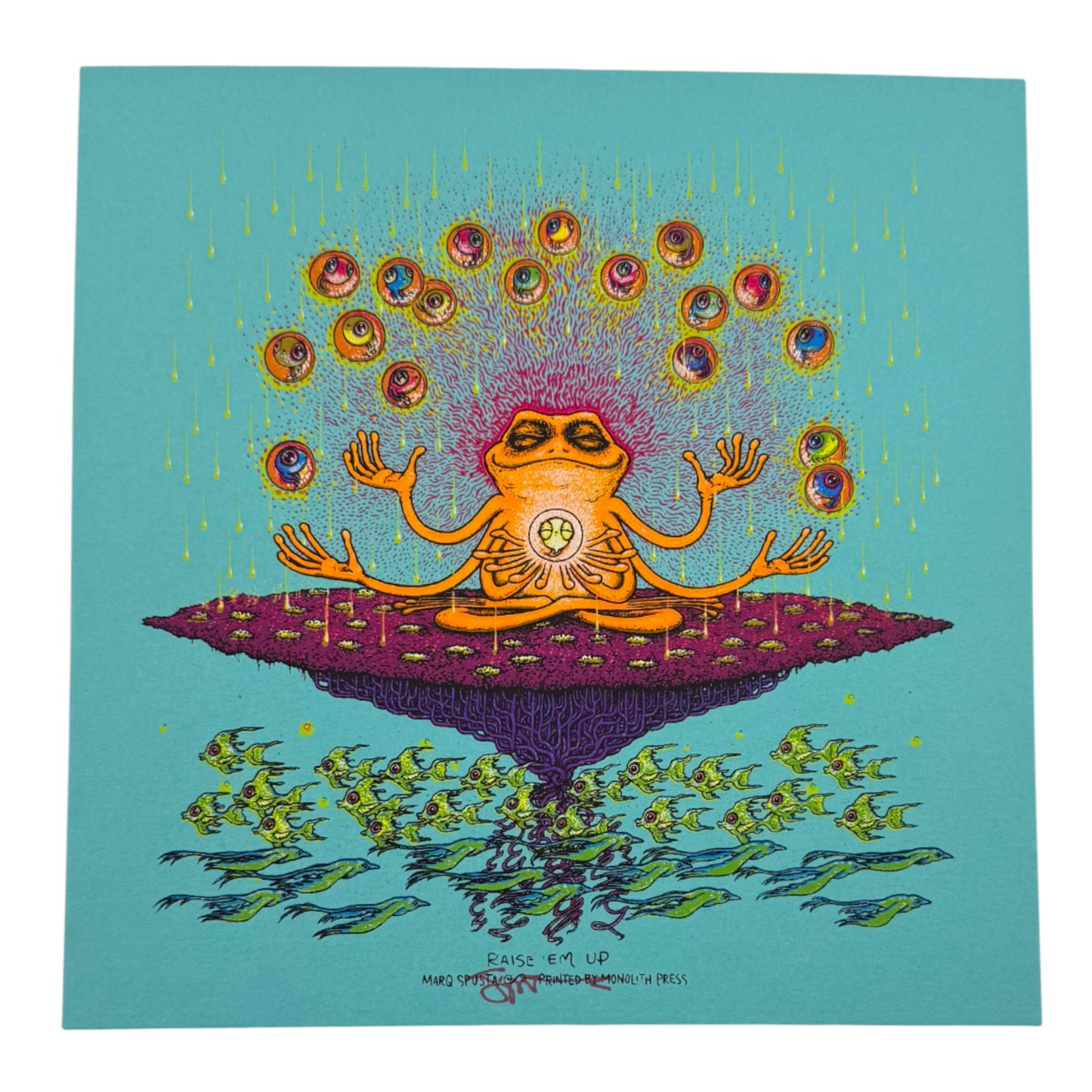 Marq Spusta "Raise 'Em Up" (Aqua) Mini Print