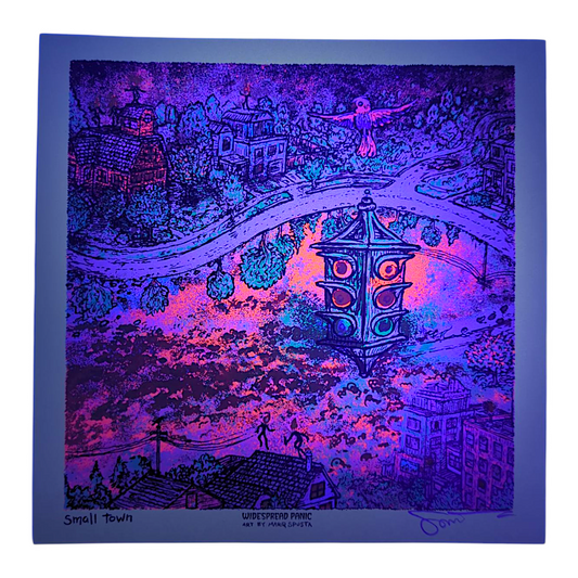 Marq Spusta
Small Town (Green), 2025
Screen print
8 x 8 in
Hand Signed by the artist. Imagery is from the singles cover art from the Widespread Panic album, Snake Oil King.