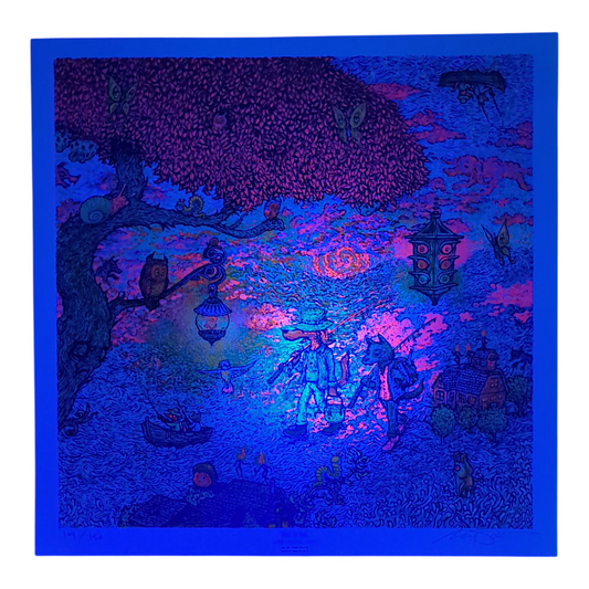 Marq Spusta
Snake Oil King (Blue), 2025
Screen print
12 x 12 in
Edition of 150
Hand Signed + Numbered by the artist. Imagery is from the cover art from the Widespread Panic album, Snake Oil King.