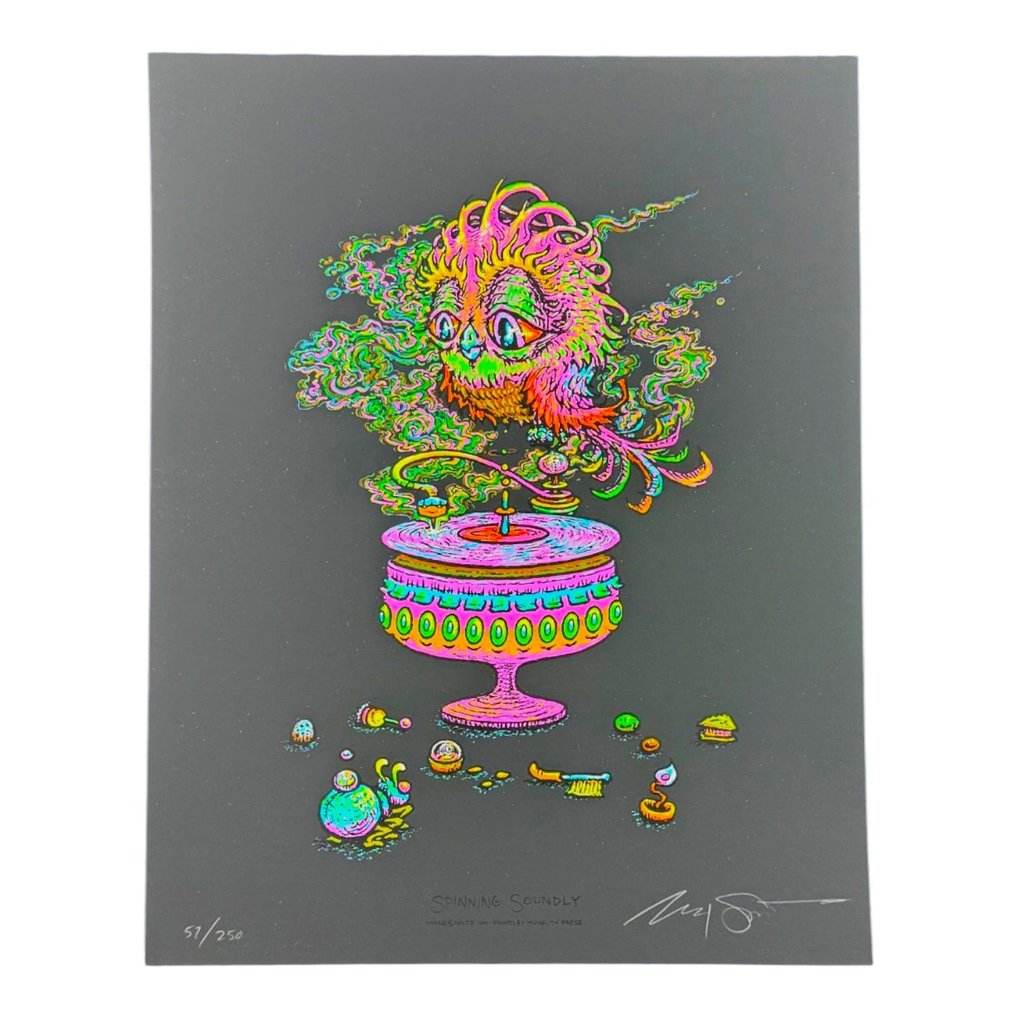 Marq Spusta "Spinning Soundly (Black Rubber)" Mini Print