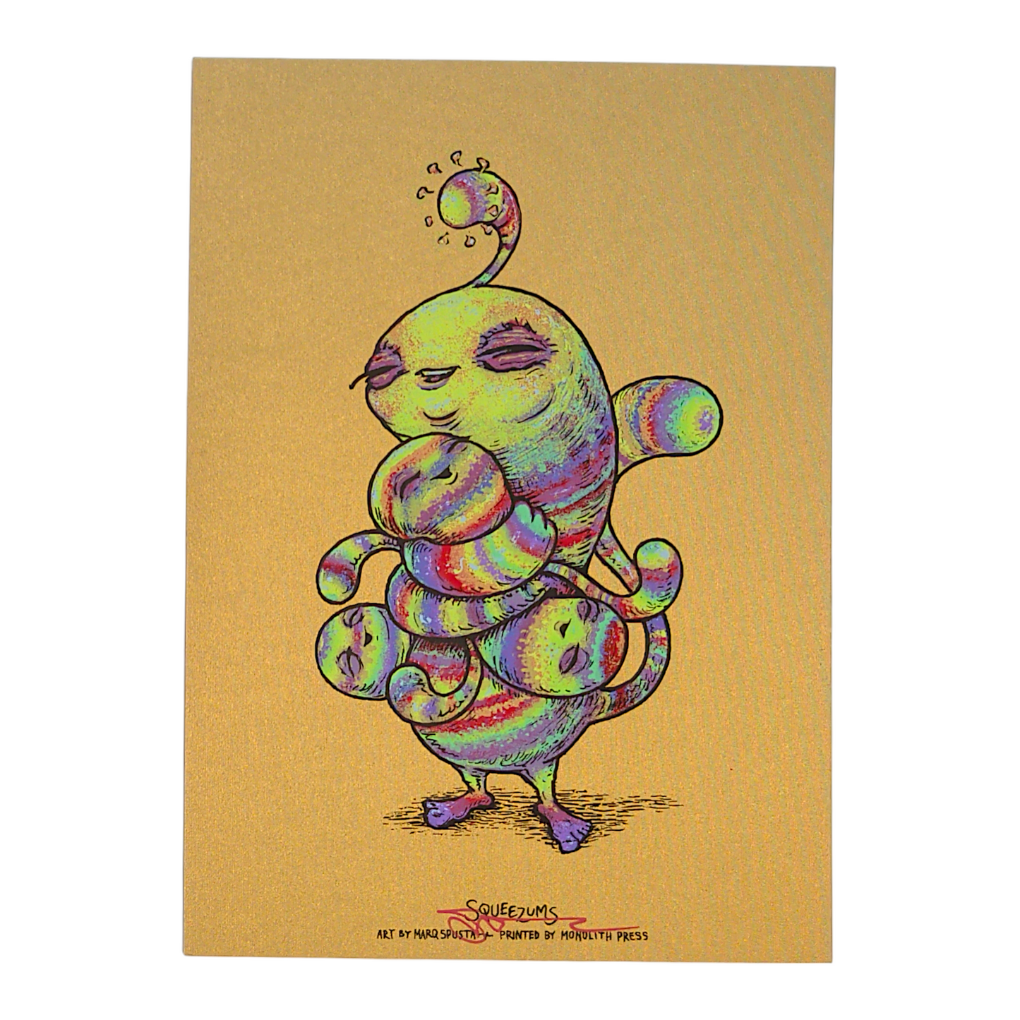 Marq Spusta "Squeezums" (Gold Sparkle Linen) Mini Print