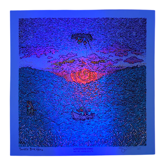 Marq Spusta
Cosmic Confidante (Blue), 2025
Screen print
8 x 8 in
Hand Signed by the artist. Imagery is from the singles cover art from the Widespread Panic album, Snake Oil King.
