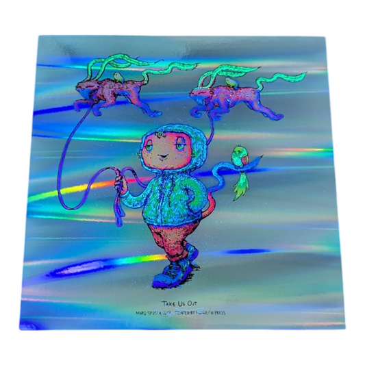 Marq Spusta
Take Us Out (Horizontal Foil), 2023
Screen print
7 x 7 in
Hand Signed by the artist