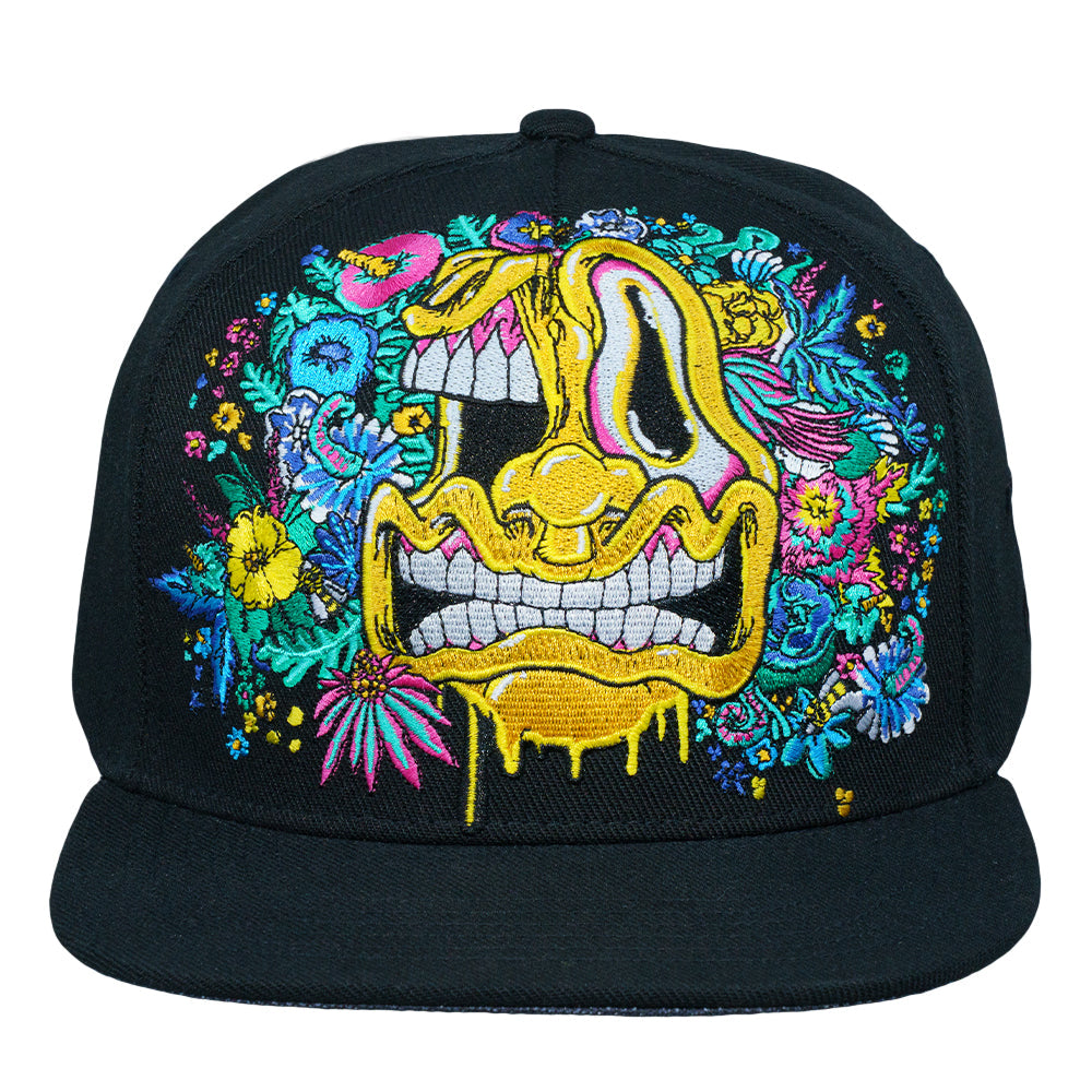 Created with our longtime friends Aaron Brooks and Vincent Gordon, the Melty Bros Black Snapback brings their unmistakable artwork to one of our cleanest silhouettes. Rich embroidery wraps the front and back of the crown, showcasing the trippy, character filled style that has made the Melty Bros a staple in our world for years.
This piece was produced in limited quantities and finished with the signature Grassroots details collectors look for. The fit is dialed, the materials are premium, and every element