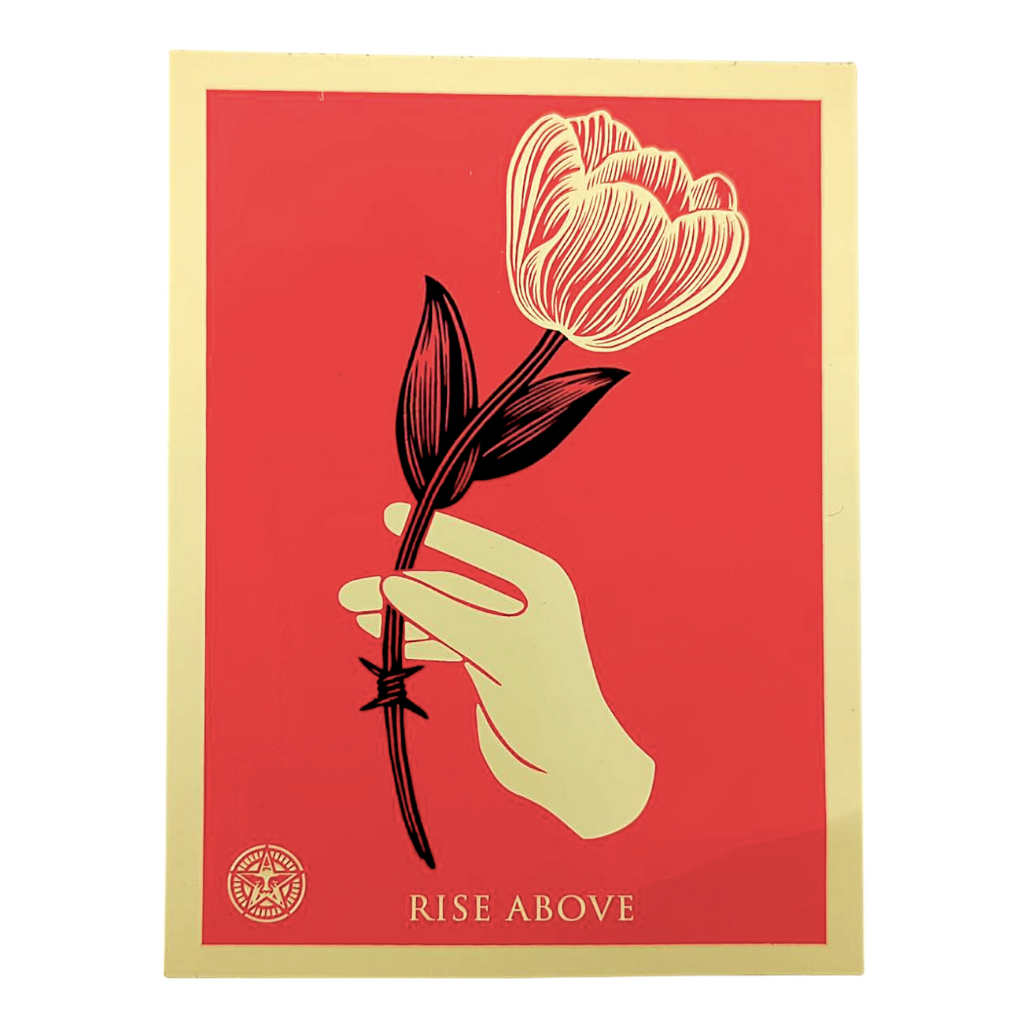 Shepard Fairey Rise Above Sticker
4 x 5.25" vinyl sticker