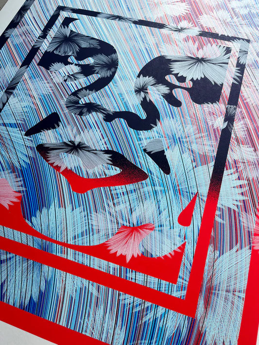 Shepard Fairey x Kai & Sunny
Wild Obey, 2024
Hand-pulled 6-color screen print on 100% cotton Bockingford HP white 400gsm
25.5 x 33.9 in (65 x 86 cm)
Artist's Proof Edition of 40
Hand Signed & Numbered by the artists