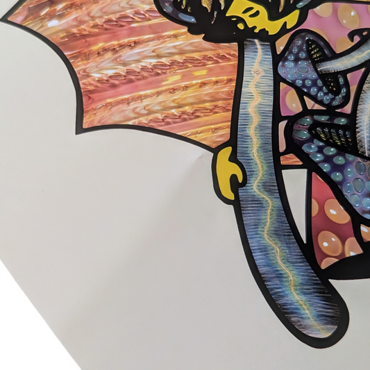 Slinger x Stress Less Fume Shroom, 2023 Screen Print on Fine Art Paper 11 x 14 in Edition of 100 Hand Signed, Numbered + Dated by the artists.