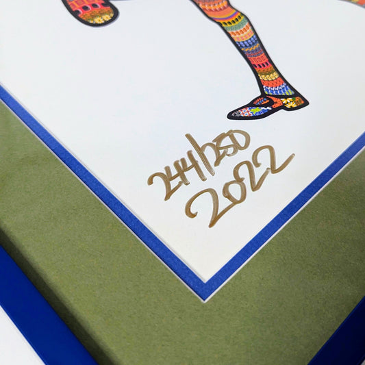 Slinger x Crunklestein x Pyroscopic
Capn Crunk Girl, 2022
Screen Print on Antique Ivory Archival Paper
11 x 14 in
Edition of 250
Signed, Numbered + Dated by the artists
Custom Frame:
14.75 x 17.75 x 1 in
Tru Vue Conservation Grade 99% UV Protection Plexiglass