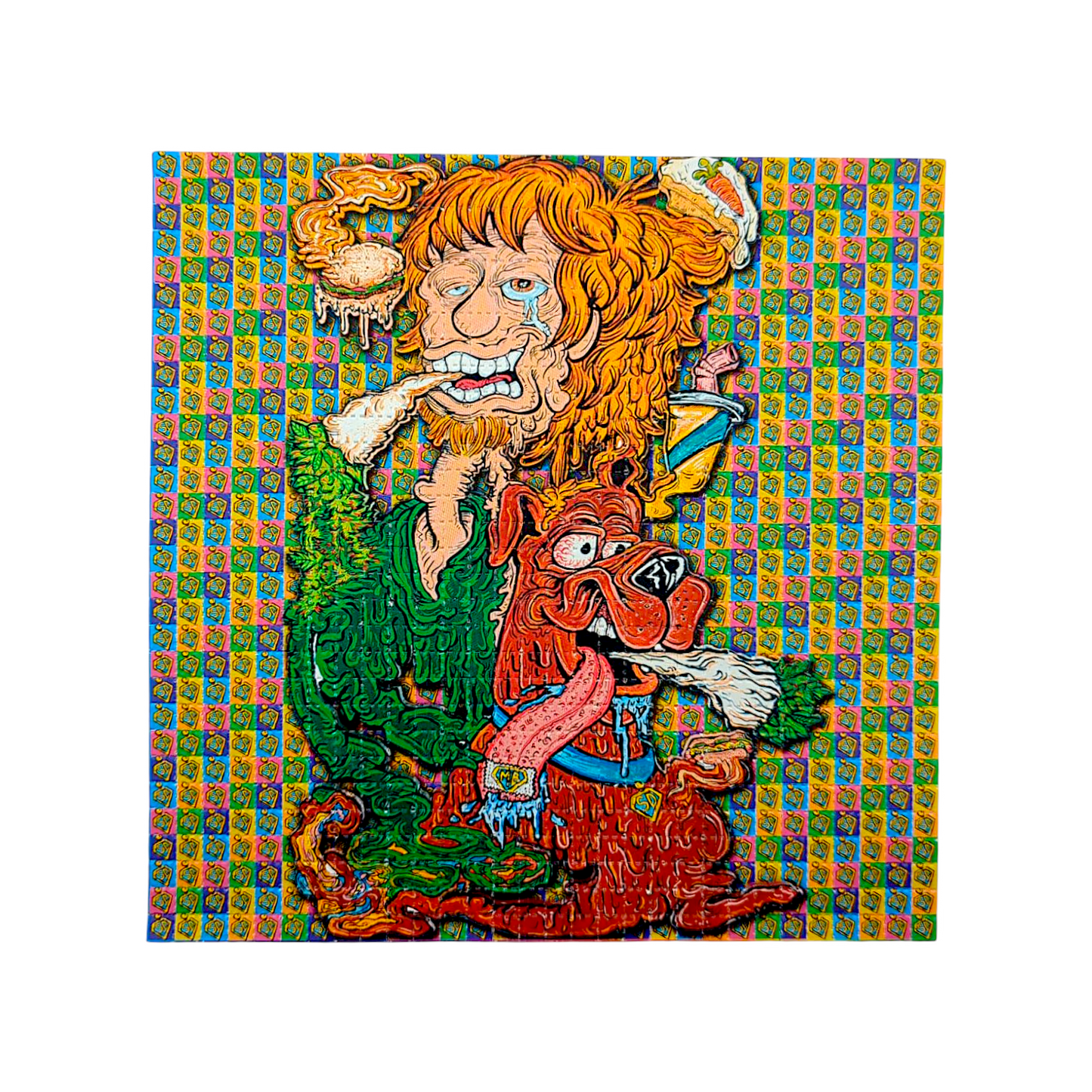 Aaron Brooks x Vincent Gordon (Melty Bros)
Shaggy Scooby
Archival Pigment Print on Perforated Blotter Paper
7.5 x 7.5 in
Edition of 100
Hand Signed by the artists. Perforated and published by Zane Kesey in Pleasant Hill, OR.