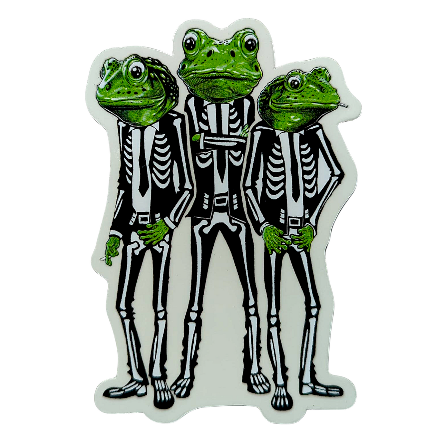 Zoltron Flying Frog Brigade Sticker
3 x 4" die cut vinyl sticker
Screen printed on clear vinyl
Weatherproof