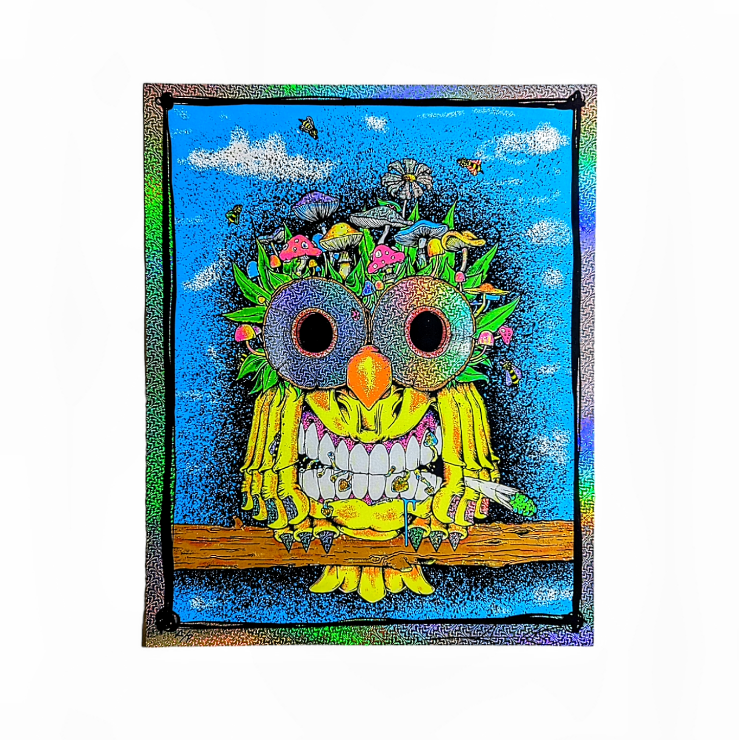 Aaron Brooks  Earth Owl (Foil) Archival Pigment Print on Foil 16 x 20 in AP  Hand Signed + Numbered by the artist. Printed in Colorado by CIK STUDIOS.