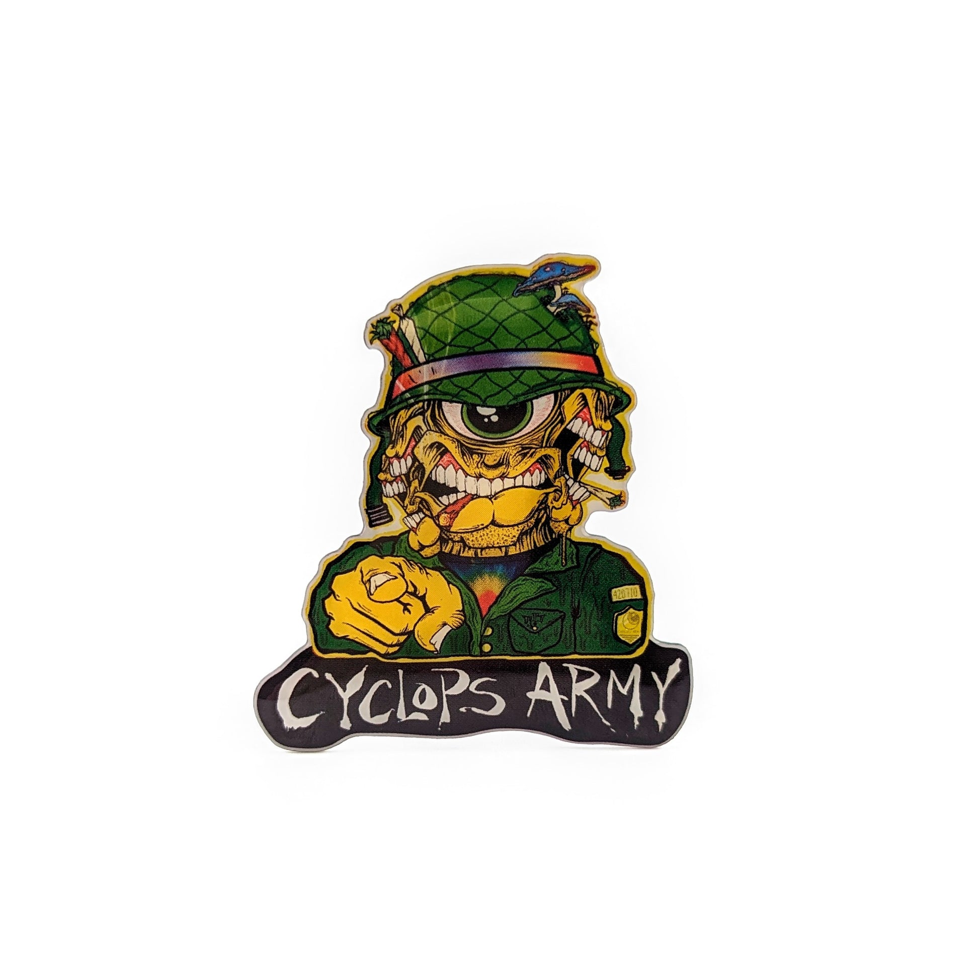 Aaron Brooks Cyclops Army Printed lapel pin Aprox. 2.25 x 2 in