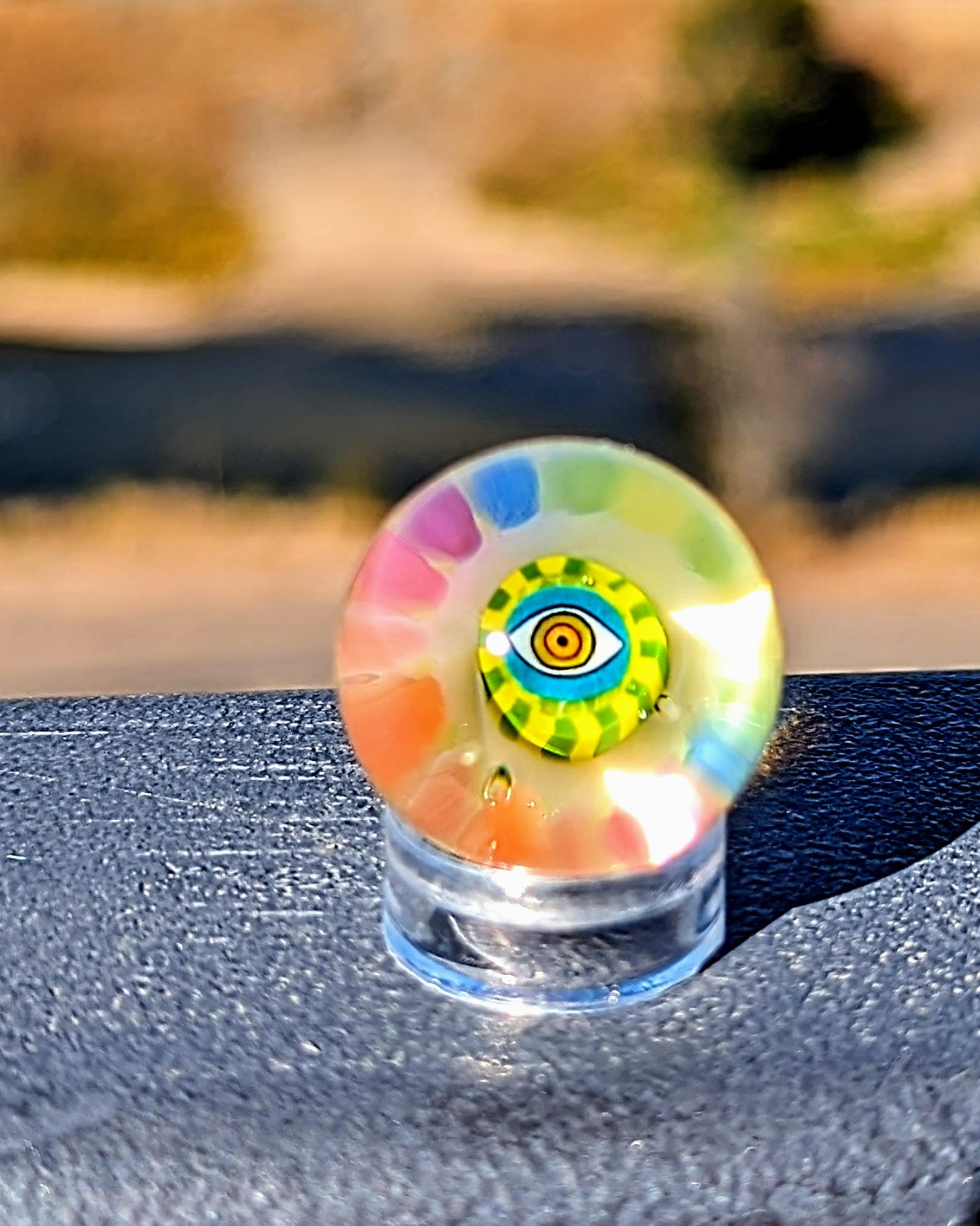 Banjo x Karma 2023 UV Reactive Borosilicate Glass Marble 21 mm  Hand blown glass made by Banjo and Karma