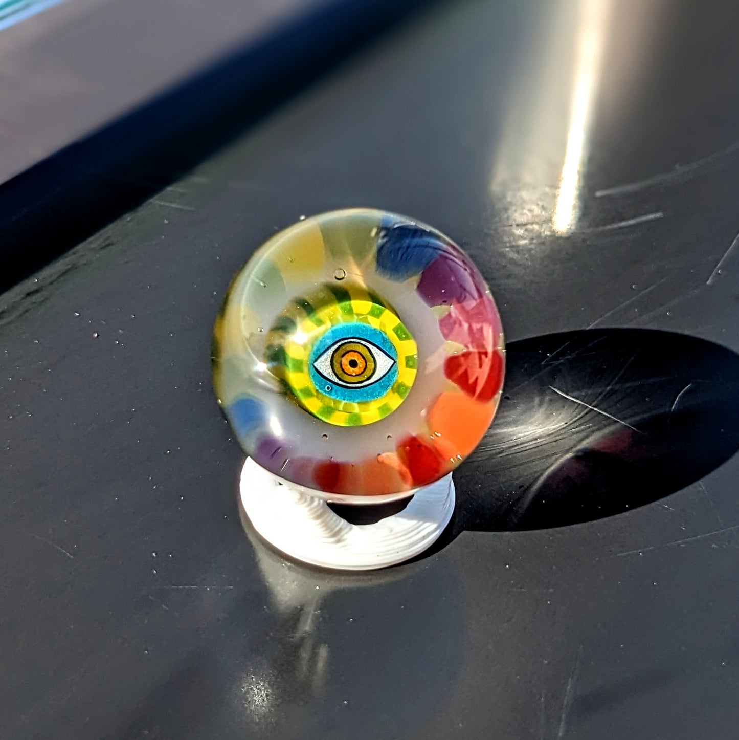 Banjo x Karma 2023 UV Reactive Borosilicate Glass Marble 21 mm  Hand blown glass made by Banjo and Karma