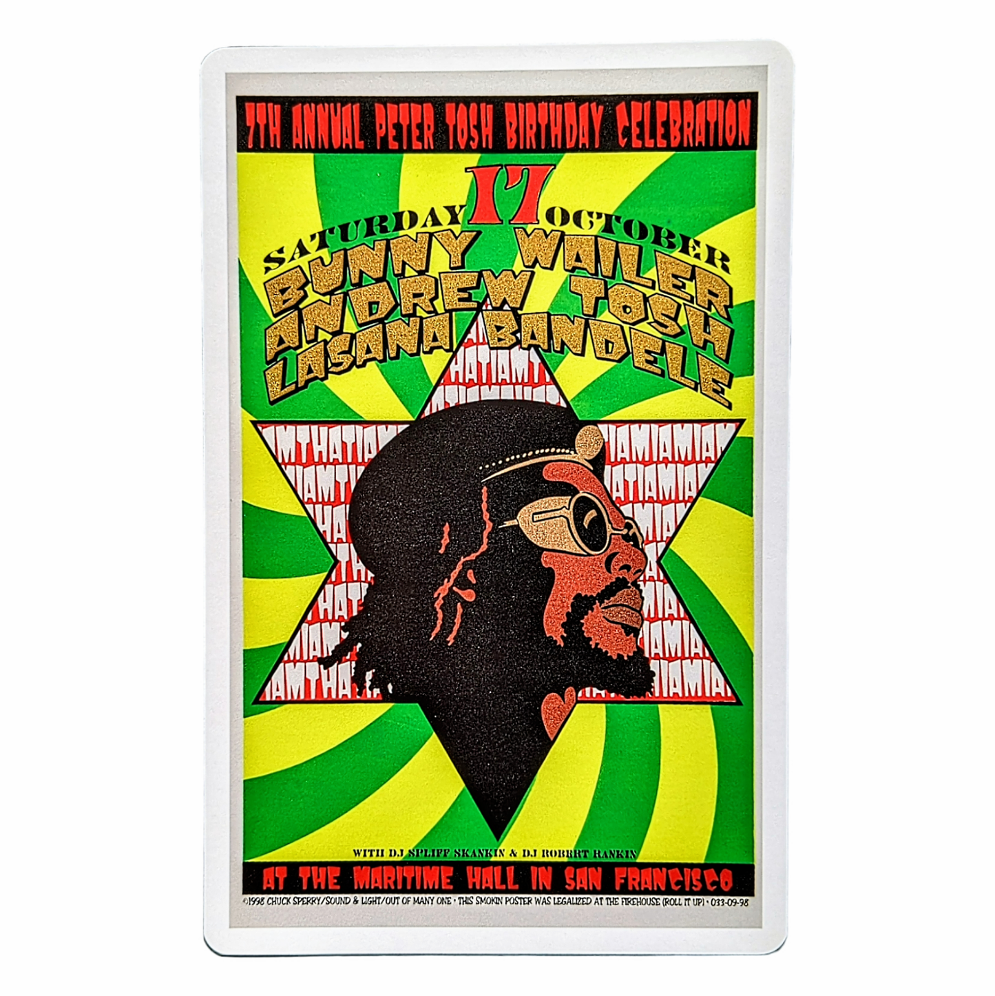 Chuck Sperry Bunny Wailer Peter Tosh Tribute, San Francisco 1998 Art Card