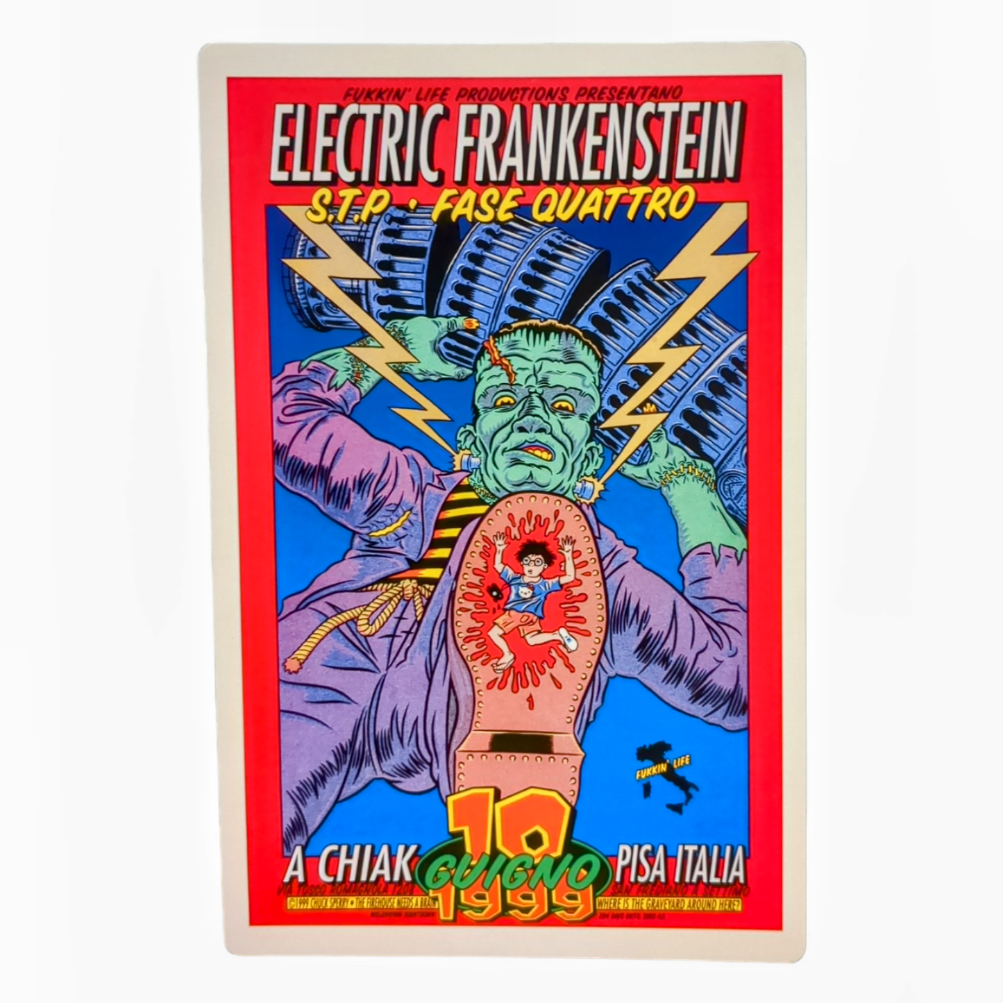 Chuck Sperry Electric Frankenstein Chiak Pisa Toscana, Italy 1999 Art Card Approx. 8.5 x 5.5 in