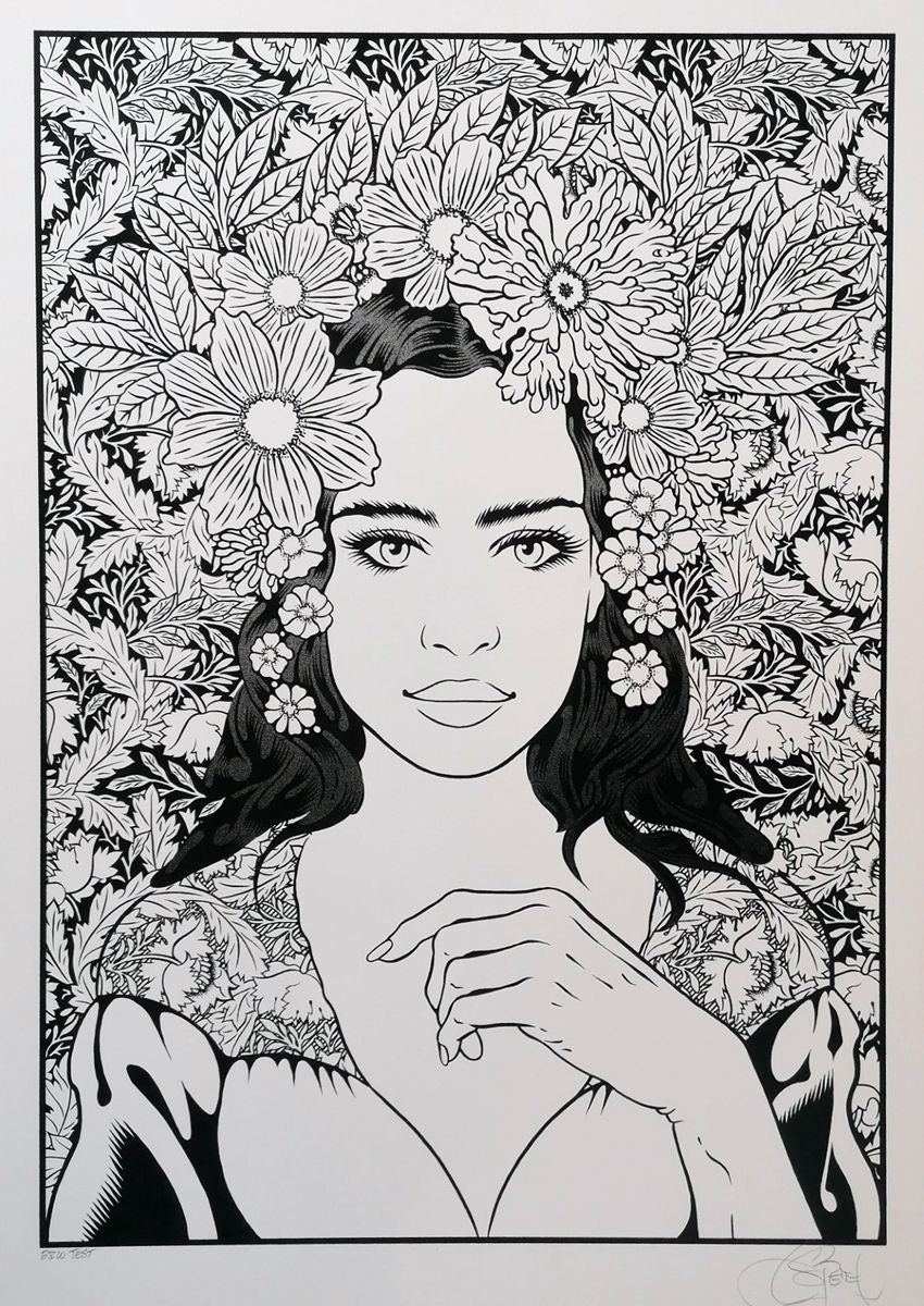 Chuck Sperry Primavera (BW), 2021 Single color screen print on cream paper 30 x 21 in Test Print  Hand Signed by the artist. 