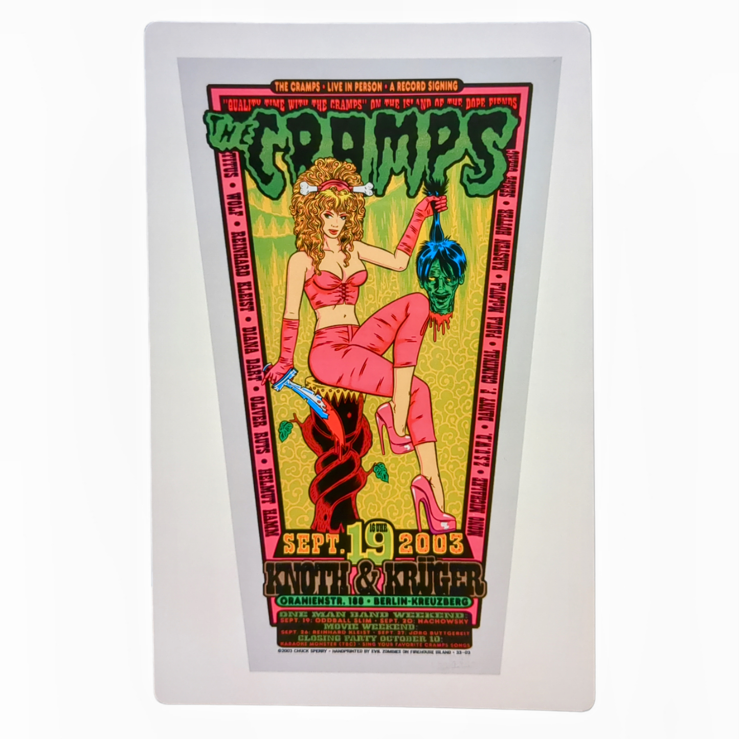 Chuck Sperry The Cramps Knoth & Krüger Berlin, Germany 2003 Art Card Approx. 8.5 x 5.5 in