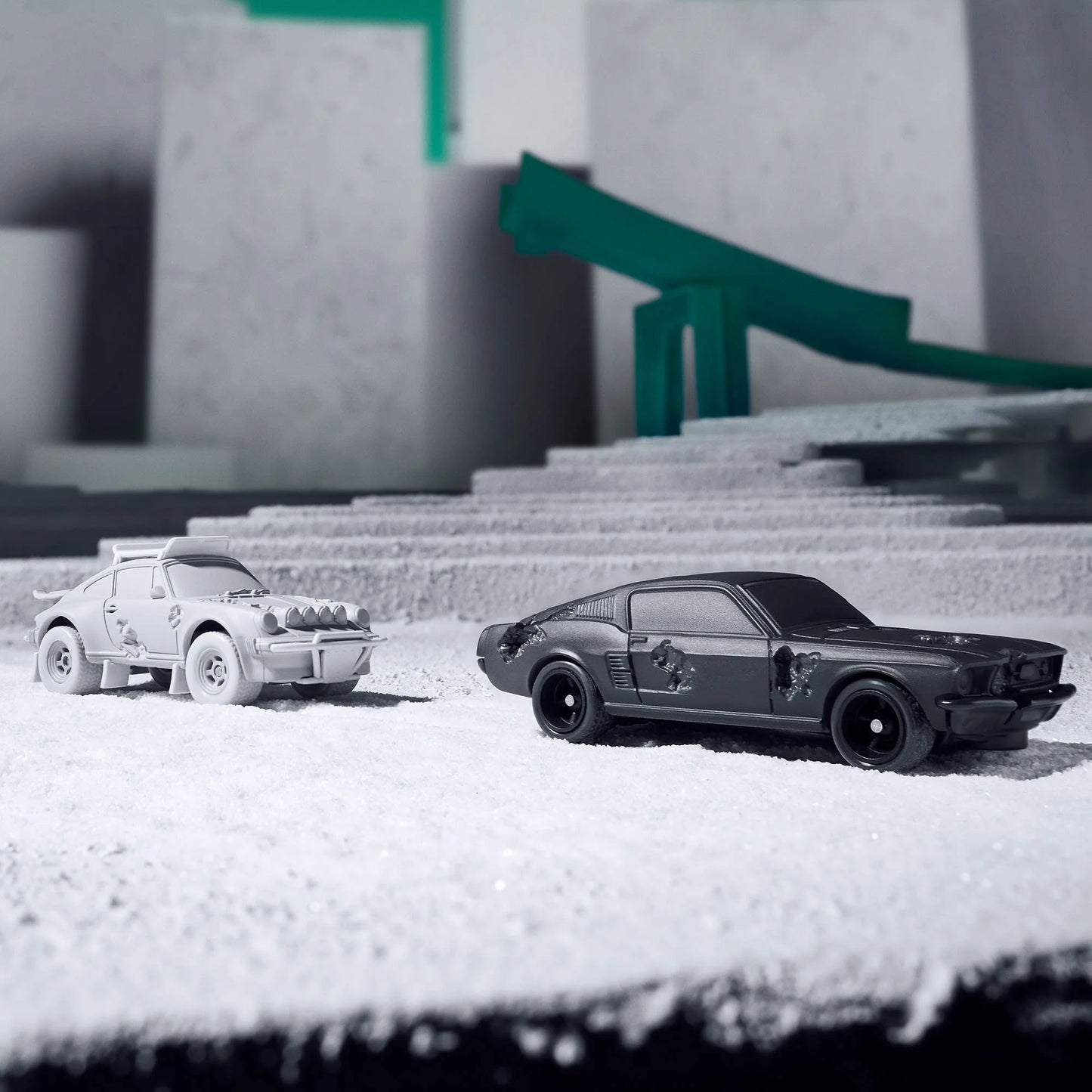 Daniel Arsham x Hot Wheels Ford Mustang, 2024  Features: Crystallized erosions Body Color: Arsham Black Body Type: Silkstone Chassis: ZAMAC Wheels: Real Riders 5-spoke mag wheels  Scale 1:64 Includes sealing label and Certificate of Authenticity Packaged in a collector display case 