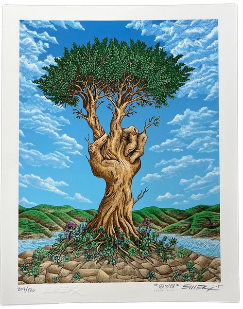 Emek Peace Tree, 2015 Gicleé Print on Archival Paper with Straight Cut Edges 8 x 10 in Edition of 500  Hand Signed, Numbered + Dated by the artist. Featuring doodle and embossed signature.