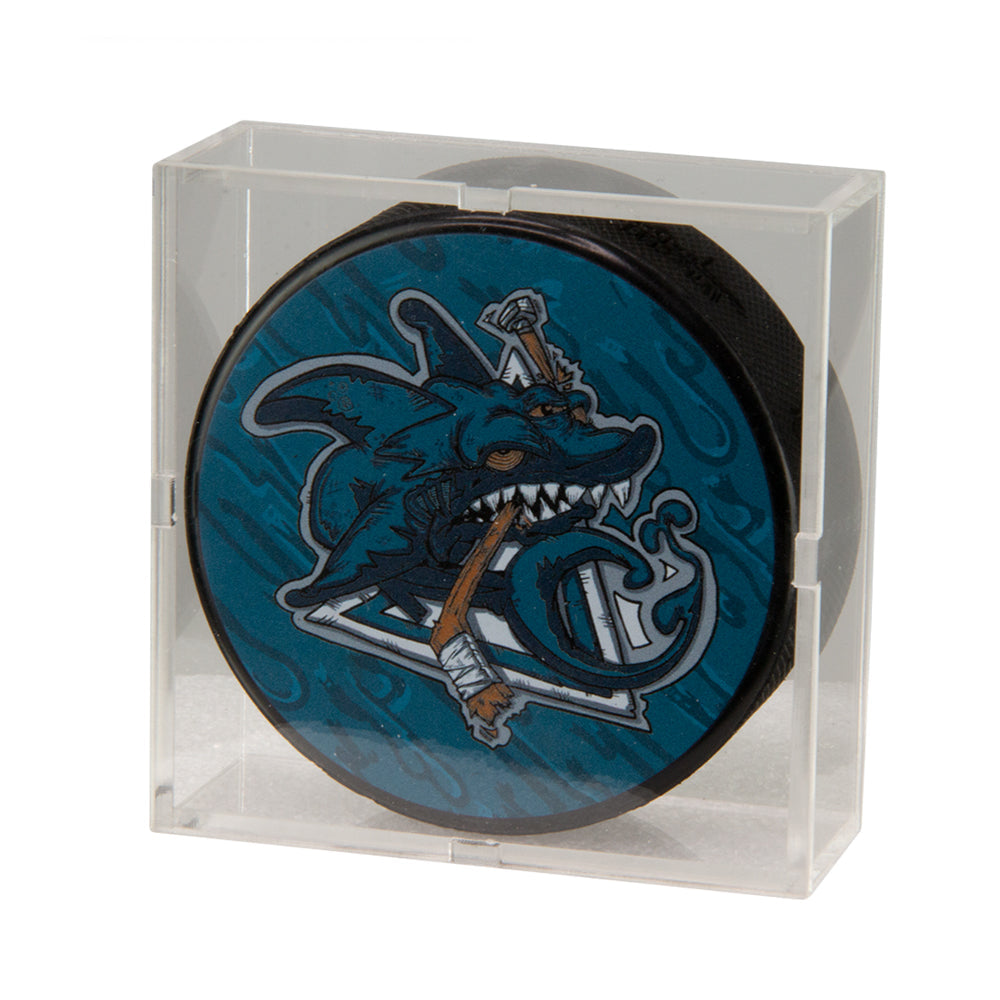 Vincent Gordon x Grassroots Chron Jose Hockey Puck  - Regulation Size, - Double-Sided Artwork, - Clear Display Case, - Limited Edition of 100.