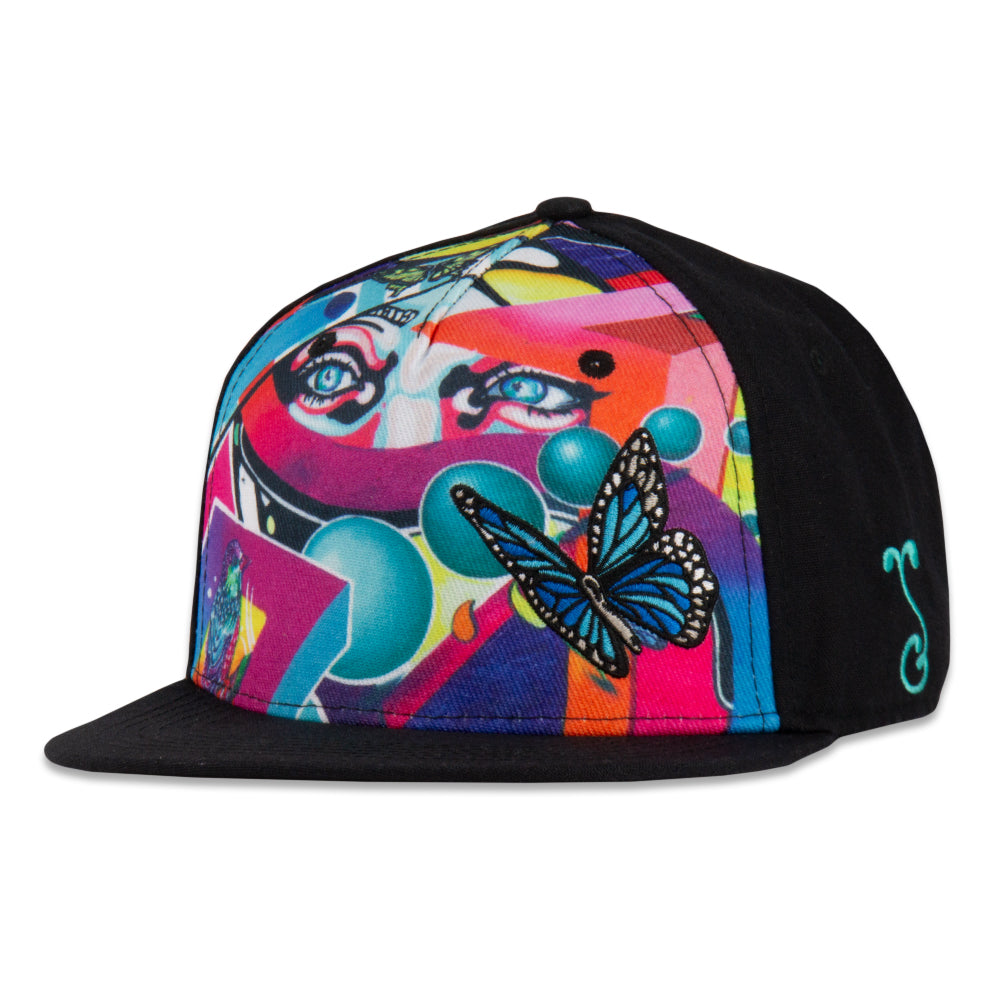 Ellie Paisley x Whitney Holbourn x Grassroots Eternal Sunshine Black Fitted Hat  - Sublimation printed front panel - Embroidered front design - Limited Edition of 300
