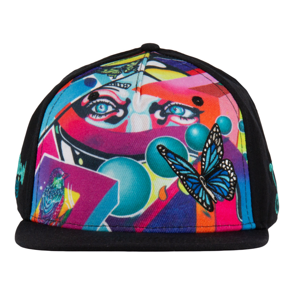 Ellie Paisley x Whitney Holbourn x Grassroots Eternal Sunshine Black Fitted Hat  - Sublimation printed front panel - Embroidered front design - Limited Edition of 300