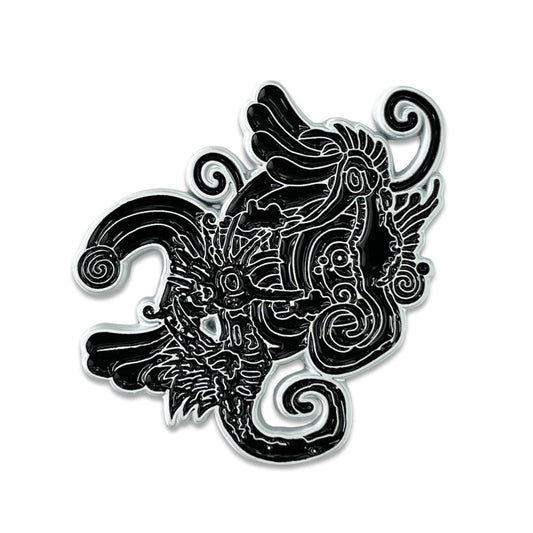 Vincent Gordon Seahorse Party Blackout Black Pin  - 1.5" Tall - Double Posted - Rubber Clutches - Grassroots Backing Card - Limited Edition of 200.