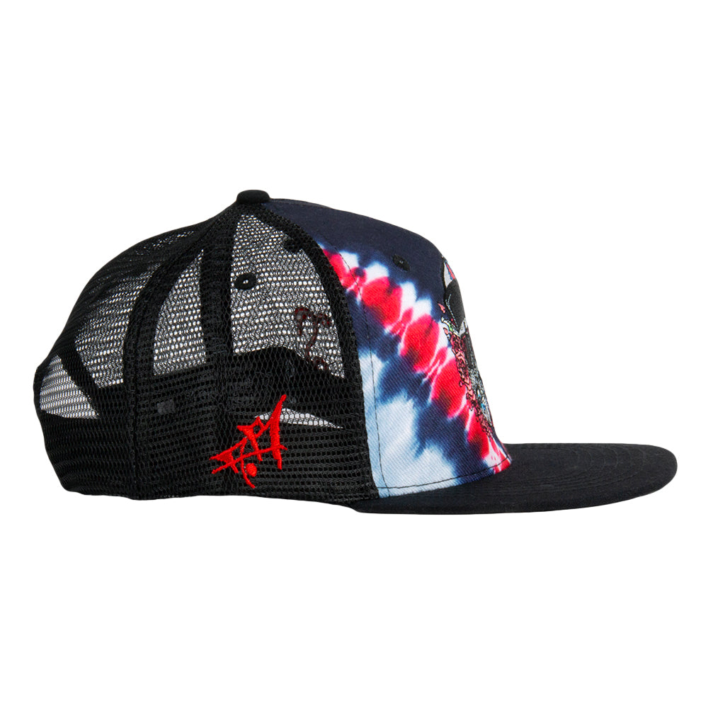 Aaron Brooks x Grassroots Eazy Bertha V Dye Mesh Snapback Hat  - Mesh Side / Rear Panels,  - Embroidered Artwork, - Sublimated Design,  - Limited Edition of 420.