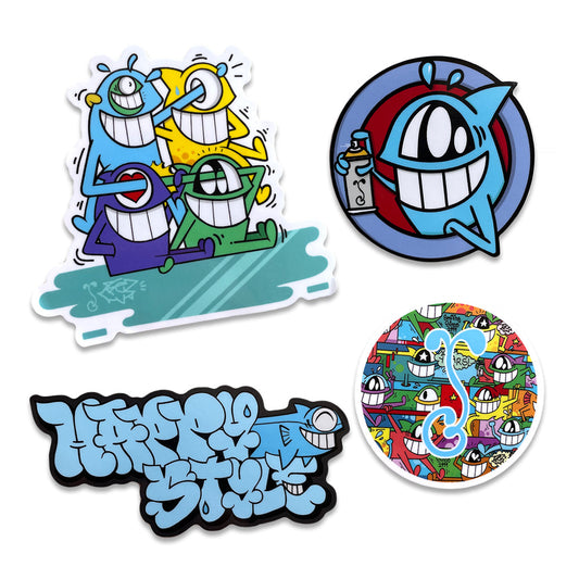 El Pez x Grassroots Sticker Pack  - 4 Individual Designs, - Limited Edition of 100.