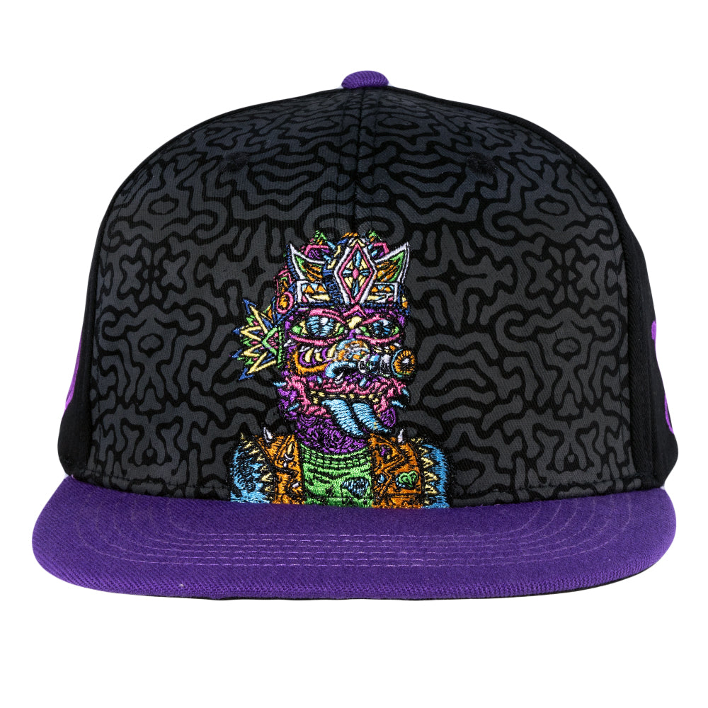 Chris Dyer x Grassroots Galaktic Gang Purple Snapback Hat  - Embroidered Artwork - Square Brim - Satin Lining - Stash Pocket - Limited Edition of 300