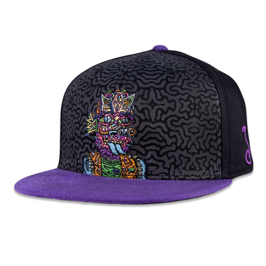 Chris Dyer x Grassroots Galaktic Gang Purple Fitted Hat  - Embroidered Artwork - Square Brim - Satin Lining - Stash Pocket - Limited Edition of 210