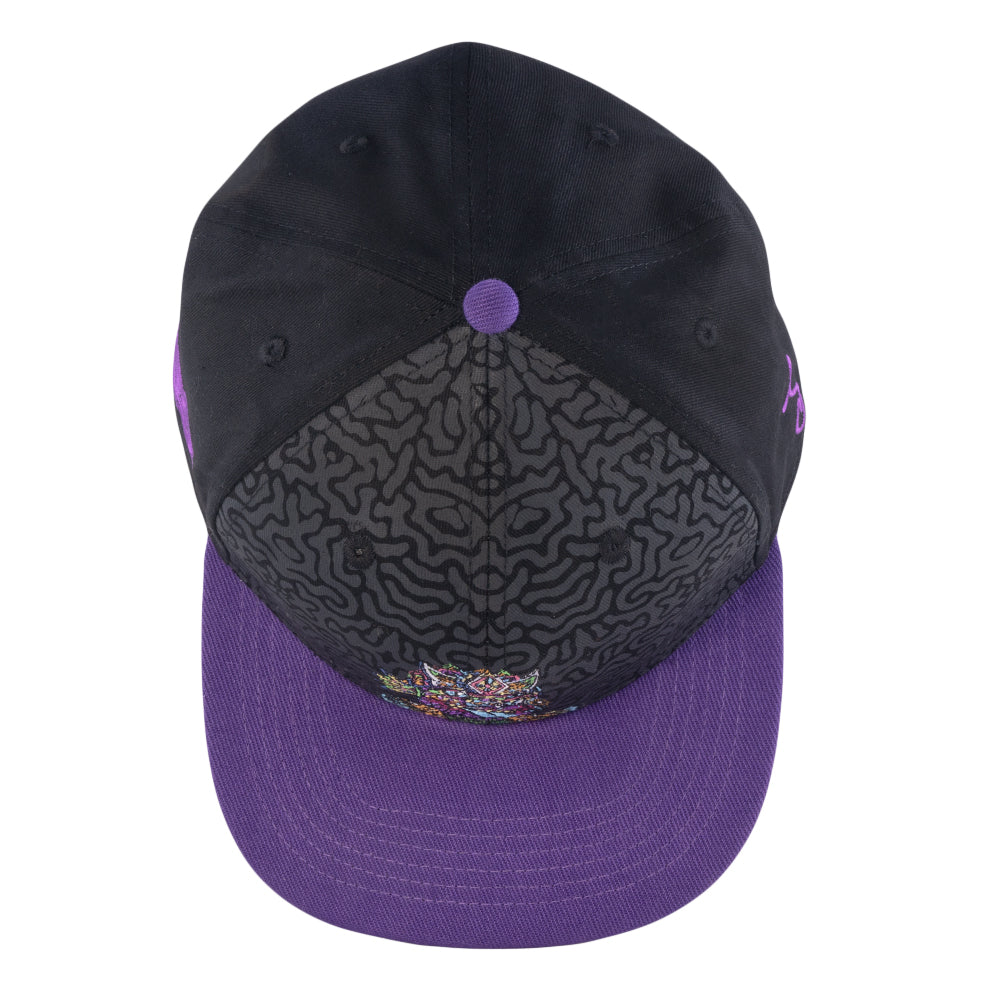 Chris Dyer x Grassroots Galaktic Gang Purple Fitted Hat  - Embroidered Artwork - Square Brim - Satin Lining - Stash Pocket - Limited Edition of 210