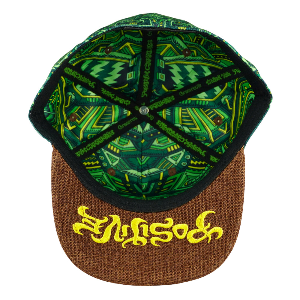 Chris Dyer x Grassroots Nugatron Fitted Hat  - Sublimation Printing - Embroidered Artwork - Pearl Hemp Brim - Square Brim - Satin Lining - Stash Pocket - Limited Edition of 210