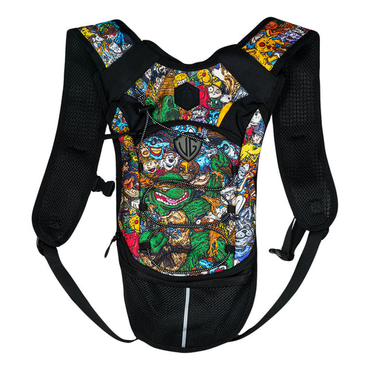 Vincent Gordon x Grassroots Cartoon Gumbo Small Hydration Pack - Includes 2L Bladder & Hose !! - Durable Fabric - Lightweight Design  - Sublimation Printing - Embroidered Accents - Zippered Pockets - Limited Edition of 250