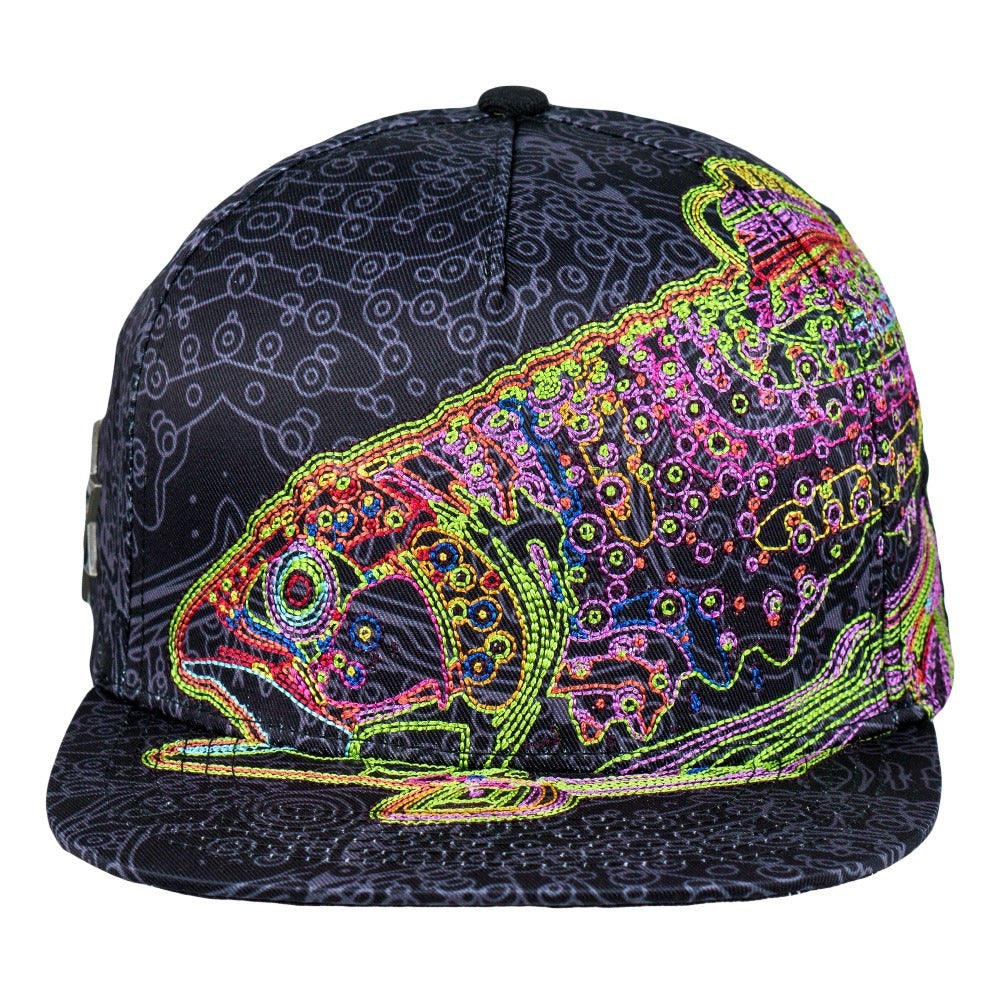 Android Jones x Grassroots Kilgore Trout Snapback Hat  - Sublimation Printing - Embroidered Artwork - Square Brim - Satin Lining - Stash Pocket - Snap Closure - Limited Edition of 300
