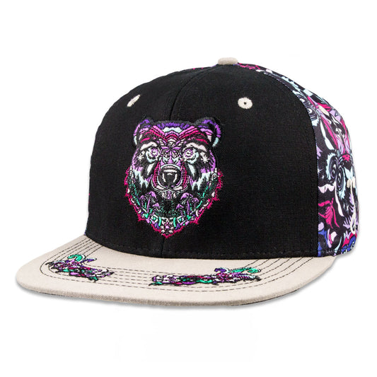 Ellie Paisley x Grassroots Bear Floral Fitted Hat

- Embroidered Artwork 
- Square Brim 
- Satin Lining 