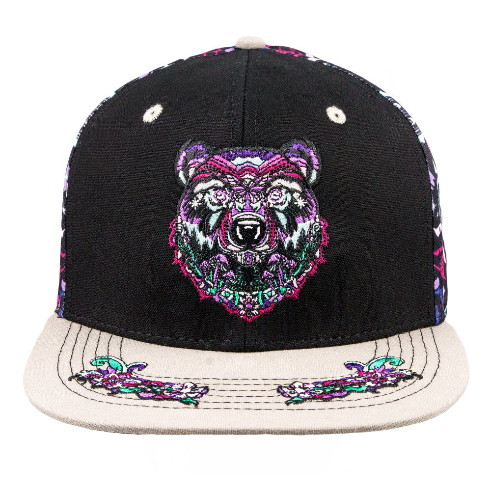 Ellie Paisley x Grassroots Bear Floral Fitted Hat

- Embroidered Artwork 
- Square Brim 
- Satin Lining 