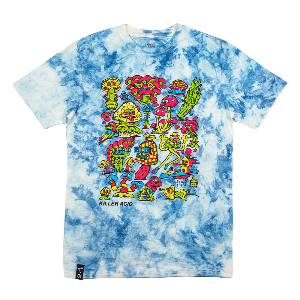 Killer Acid x Grassroots Mushroom Blue Tie Dye T Shirt