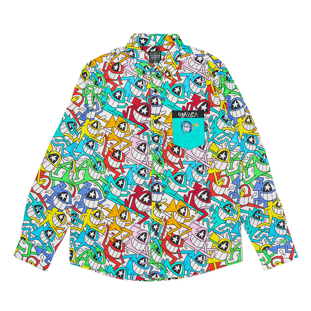 El Pez x Grassroots Smile Long Sleeve Button Up Shirt