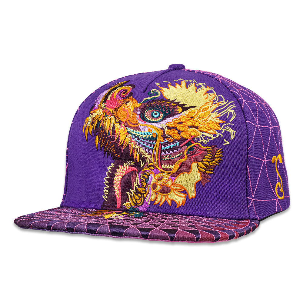 Android Jones Humming Dragon Purple Snapback Hat