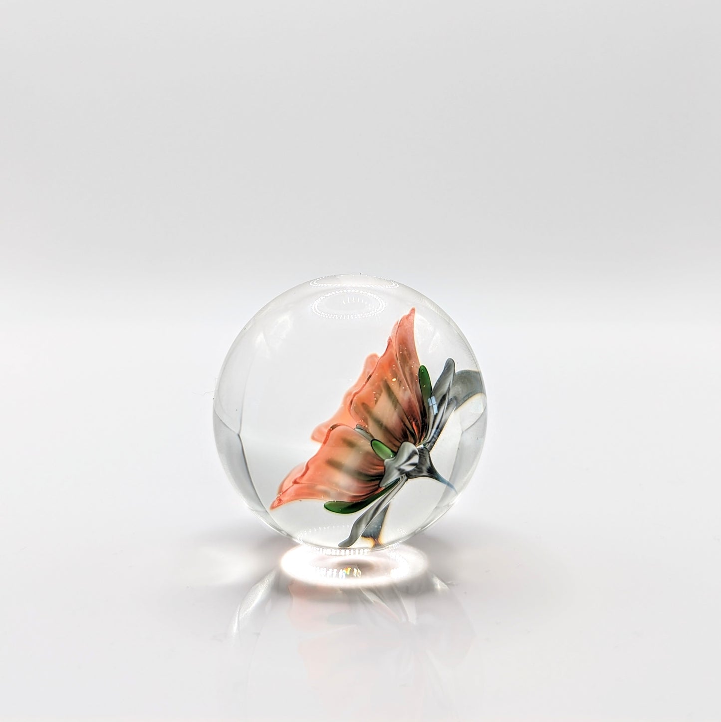 John Kobuki Flower, 2018 Borosilicate Glass Marble 38 mm  Hand blown borosilicate glass marble made by John Kobuki
