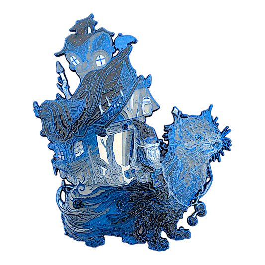 Aaram Kamali AKA KUHMALi
Nigel & the Midnight Caravan (Nightshade), 2025 
Enamel pin 
Approx. 3.5 x 4 in
Edition of 25