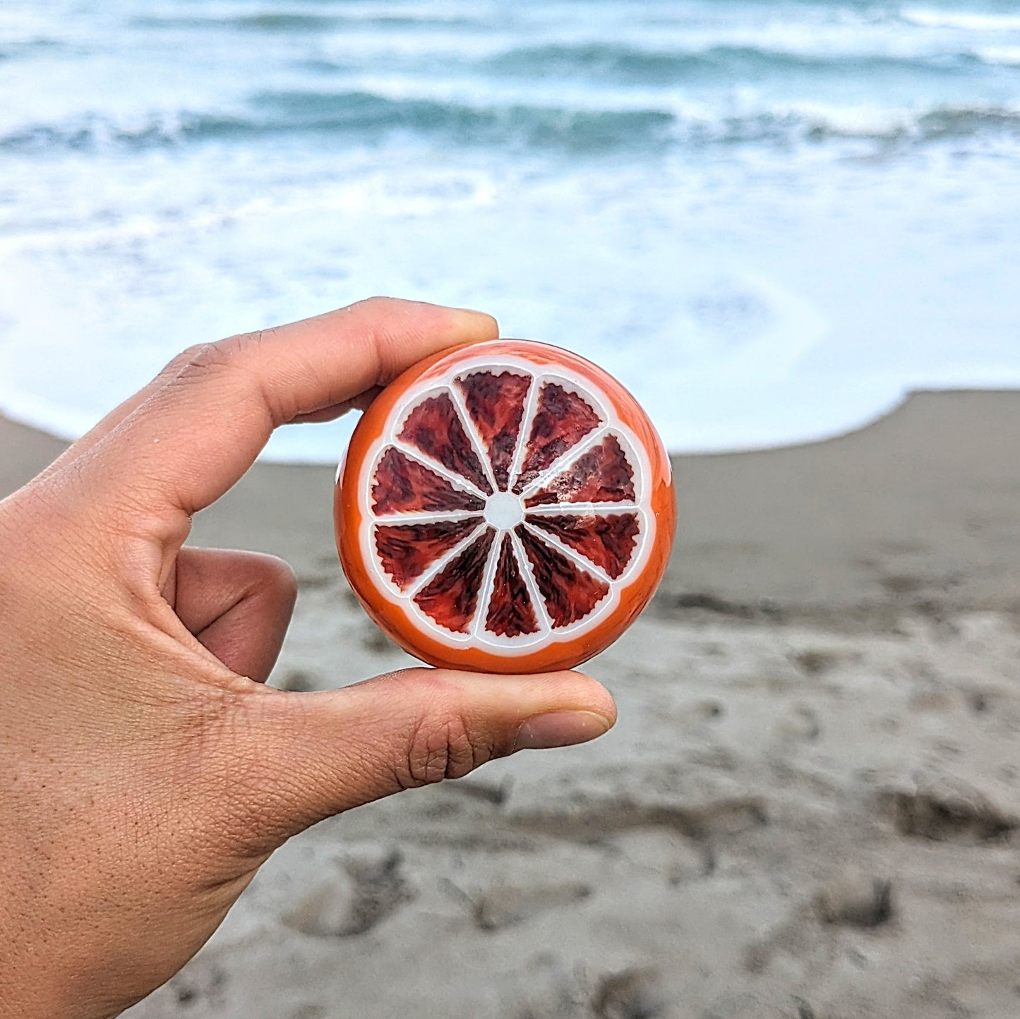 Sam Lyons Glass Borosilicate Half Fruit Slice Citrus Orange Marble 56mm