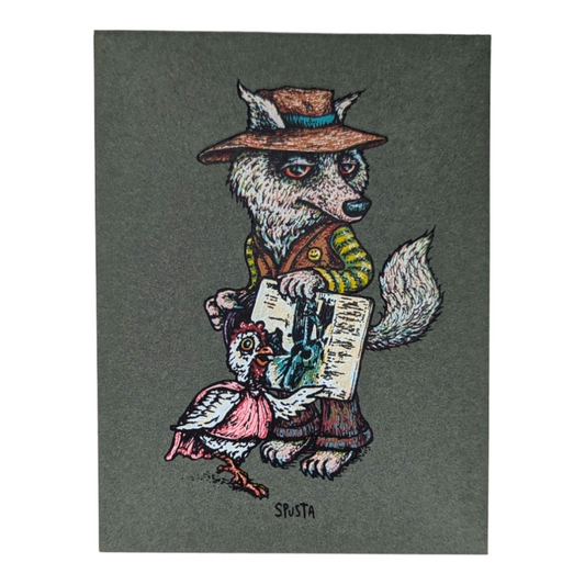 Marq Spusta Fox (Olive Shimmer), 2022 Screen print  4 x 3 in  Plate signed