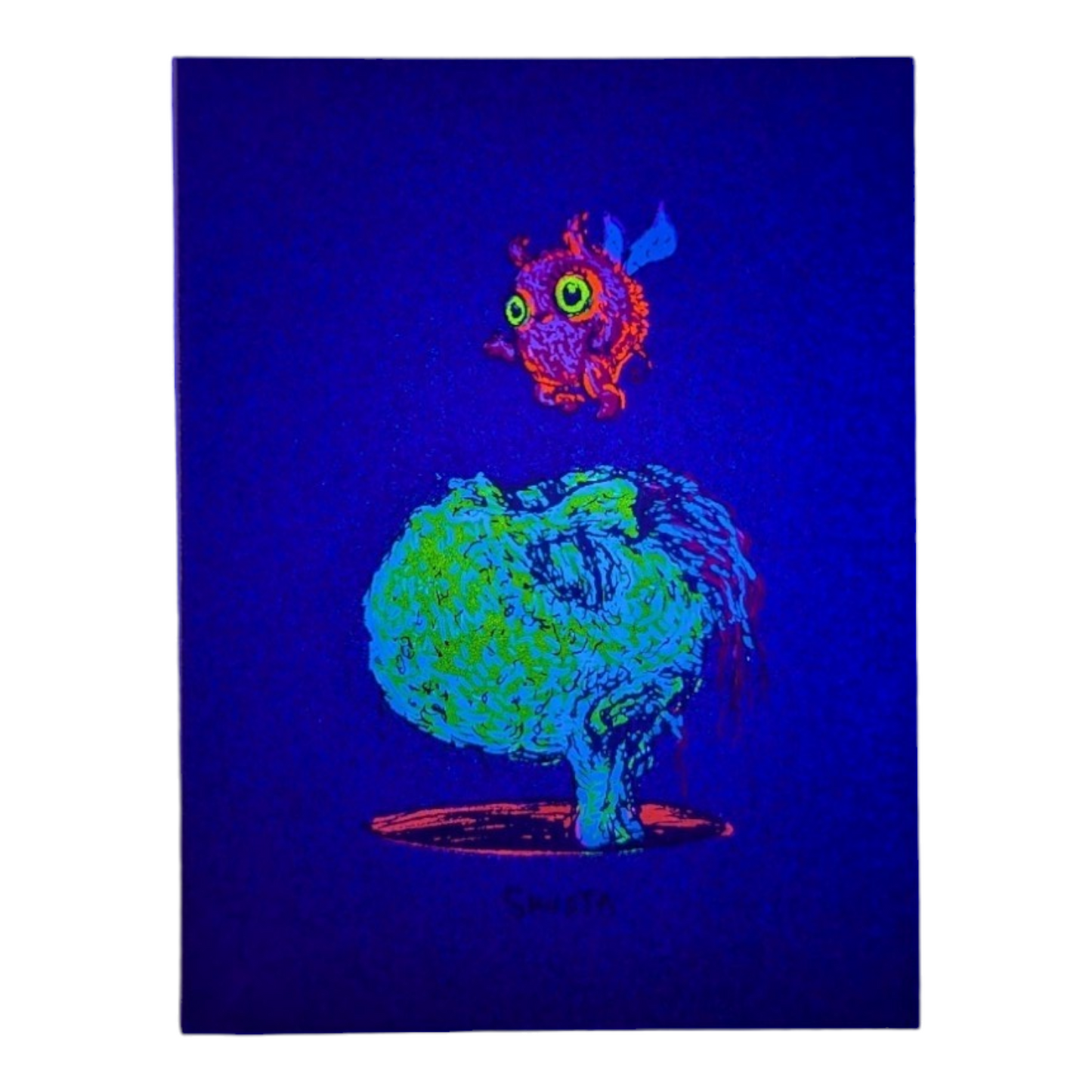 Marq Spusta Head in a Hole (Dark Blue Shimmer), 2023 Screen print  4 x 3 in  Plate signed