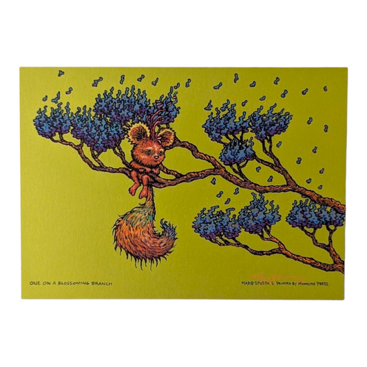 Marq Spusta One On A Blossoming Branch (Sticky Yellow/Green), 2021 Screen print  5 x 7 in  Hand Signed by the artist