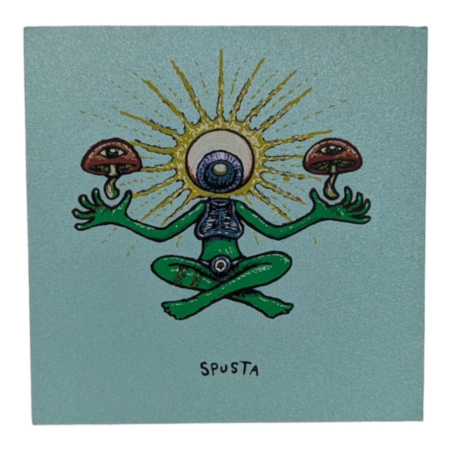 Marq Spusta Shroom Sister (Aqua Shimmer), 2020 Screen print  3 x 3 in  Plate signed.