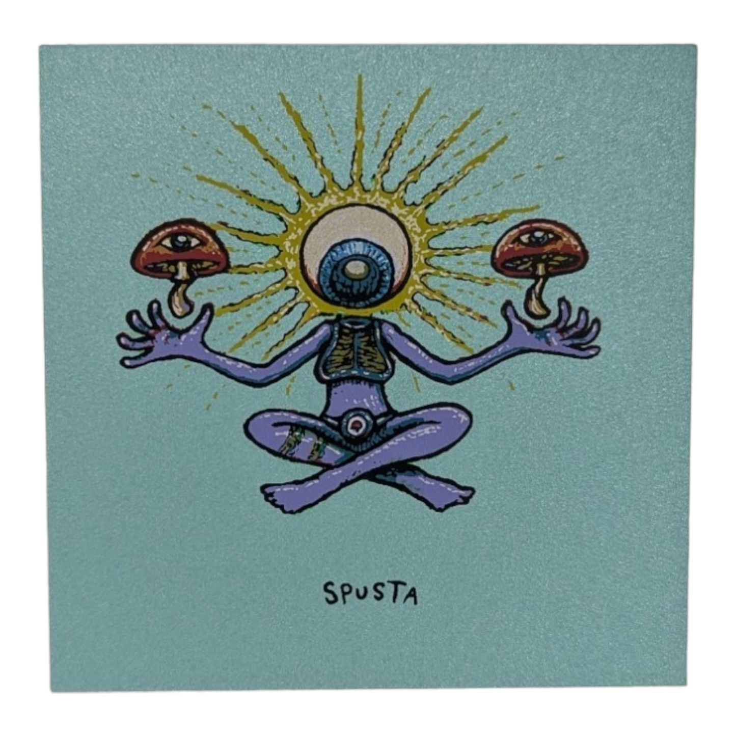 Marq Spusta Shroom Sister (Aqua Shimmer), 2020 Screen print  3 x 3 in  Plate signed.