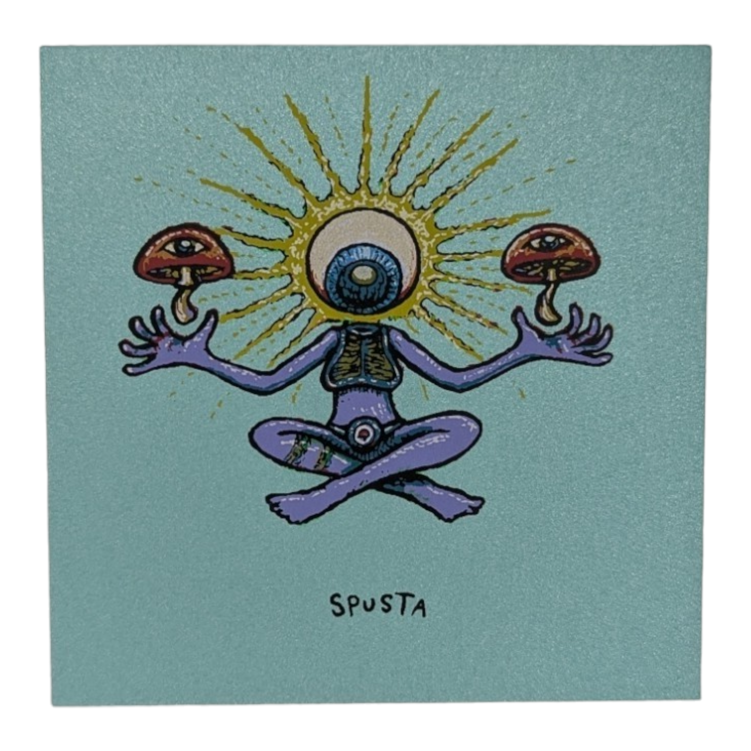 Marq Spusta Shroom Sister (Aqua Shimmer), 2020 Screen print  3 x 3 in  Plate signed.